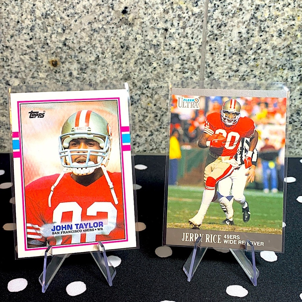 John Taylor 1989 Topps Rookie Card + Jerry Rice 1991 Fleer 49ers HOF Legends